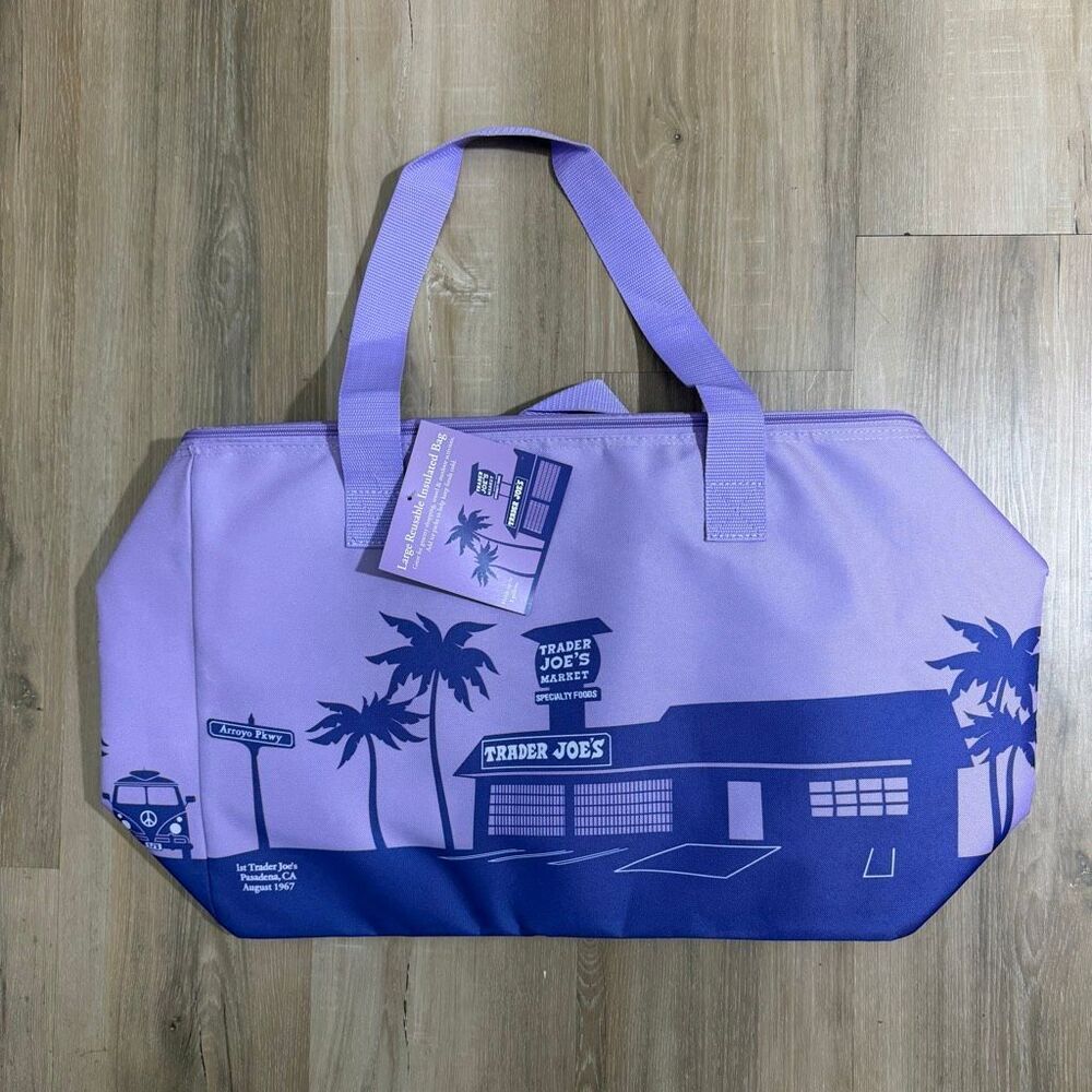 New Trader Joe’s Purple Rain Large Insulated Bag Spring 2026 Limited Cooler Tote